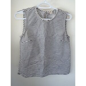 JCrew Sleeveless Striped Linen Top with Scalloped Trim Cottage Core Size 4 EUC